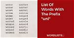 List of Words Containing 'Uni'