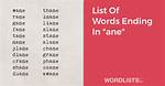 List of Words Ending with 'Ane'