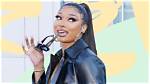 Megan Thee Stallion's Latest Manicure Is Pointy, Black Snake-Tongue Nails Photos